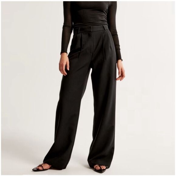 Abercrombie & Fitch Pants - NEW Abercrombie & Fitch Black Sloane Tailored Wide Leg Trouser Pants 00 24 NWT
